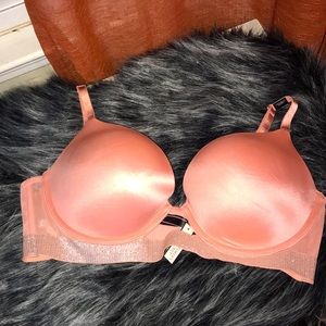 VS Rose Gold Glitter & Pink Push Up Bra